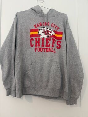 NFL Kansas City Chiefs Gray Crewneck Hoodie with Red and Yellow Logo